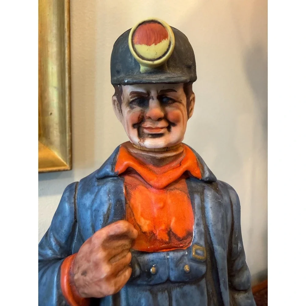 Vintage 1975‎ Coal Miner Decanter, King Coal Bourbon Bottle, Porcelain Figural